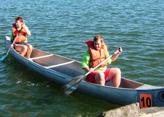 A boat actively racing